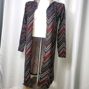 Asymmetrical Design Long Striped Kimono Duster